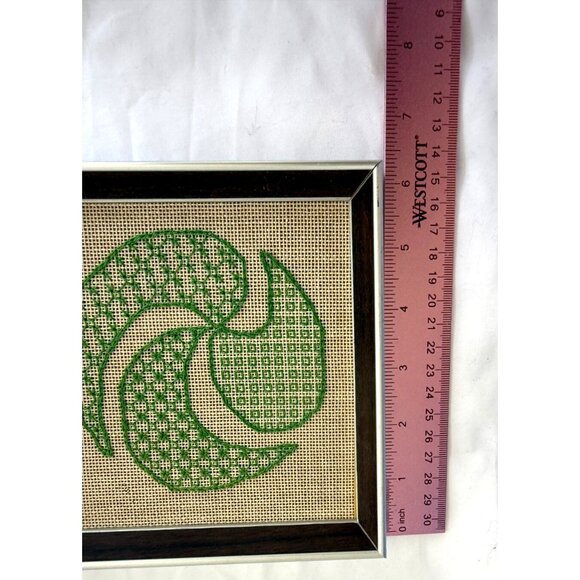 Vintage Completed Counted Cross Stitch Framed Geometric pattern - Picture 5 of 5